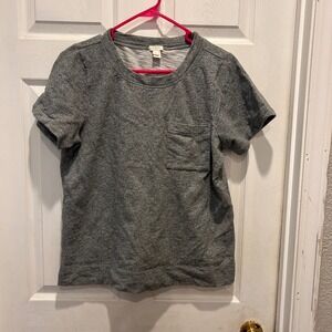 J. Crew Gray Heathered Cotton Pocket Sweatshirt Top Womens Large Athleisure‎